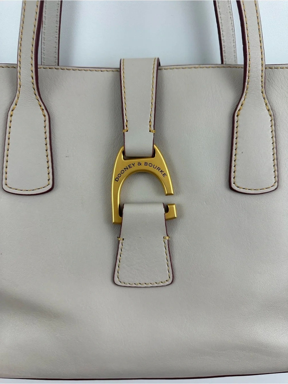 Dooney & Bourke Florentine Vacchetta Leather Tote Putty Small Gold Logo Bag